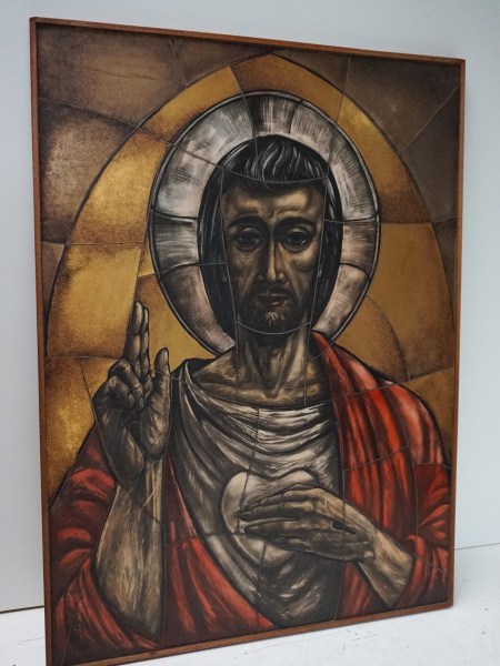 M.W. Plettenberg-tegeltableau-geschilderd-Jesus-Christus-heilig-hart-painted-tile-tableau